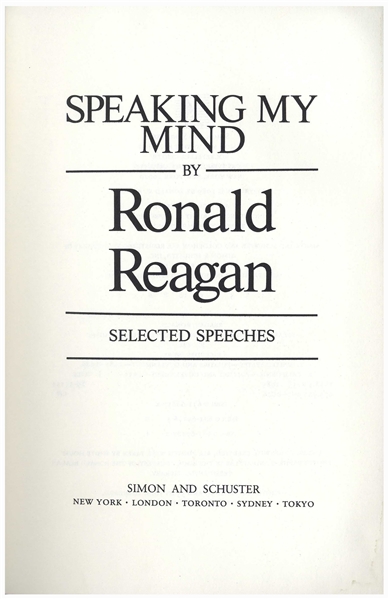 Ronald & Nancy Reagan Signed Books -- The President Signs His Book ''Speaking My Mind'' & the First Lady Signs Her Memoir ''My Turn''